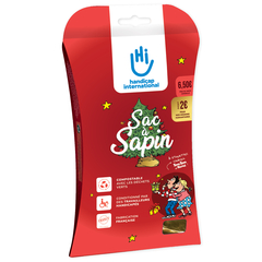 Sac à sapin brillant coloris Or + 6 étiquettes cadeaux