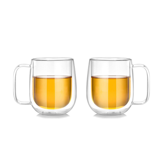 Duo de tasses transparentes en verre à double paroi - 350ml