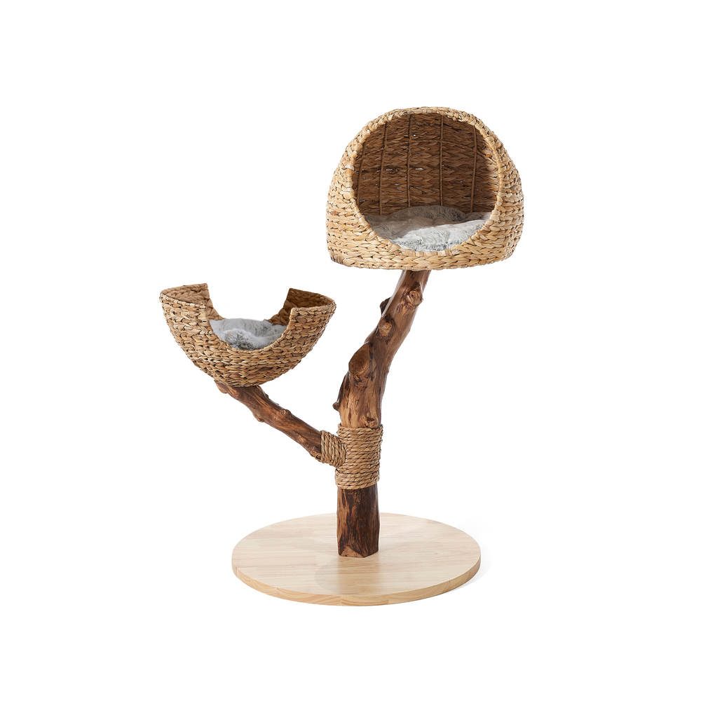 Arbre à chat Azkara n°2, en bois de poirier - L.60xl.60xH.110cm