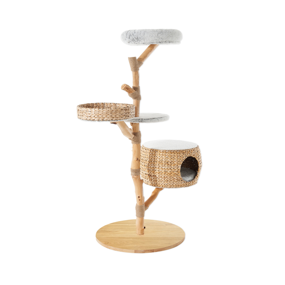 Arbre à chat Azkara n°3, en bois de poirier - L.70xl.70xH.155cm