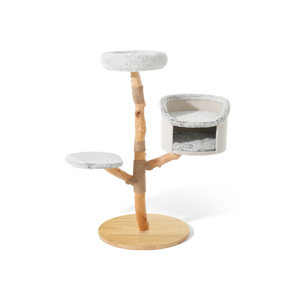 Arbre à chat Azkara n°4, en bois de poirier - L.60xl.60xH.120cm