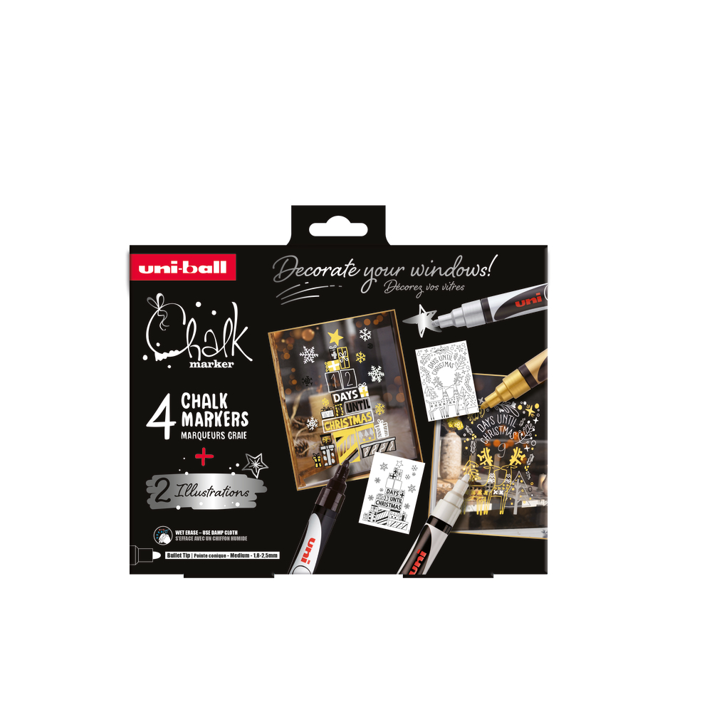 Coffret de 4 marqueurs à craie Chalk Marker PWE5M - 4 coloris de fête