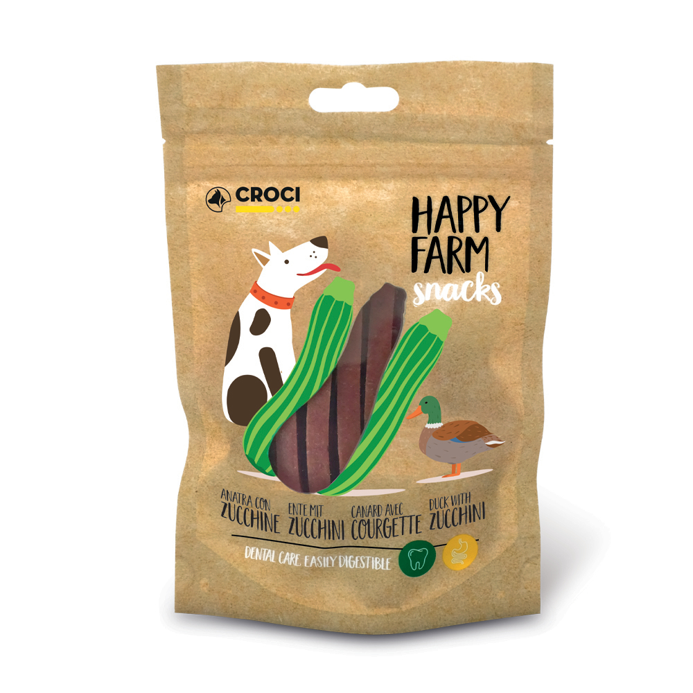 Friandises Happy Farm pour chien - canard et courgette 80g