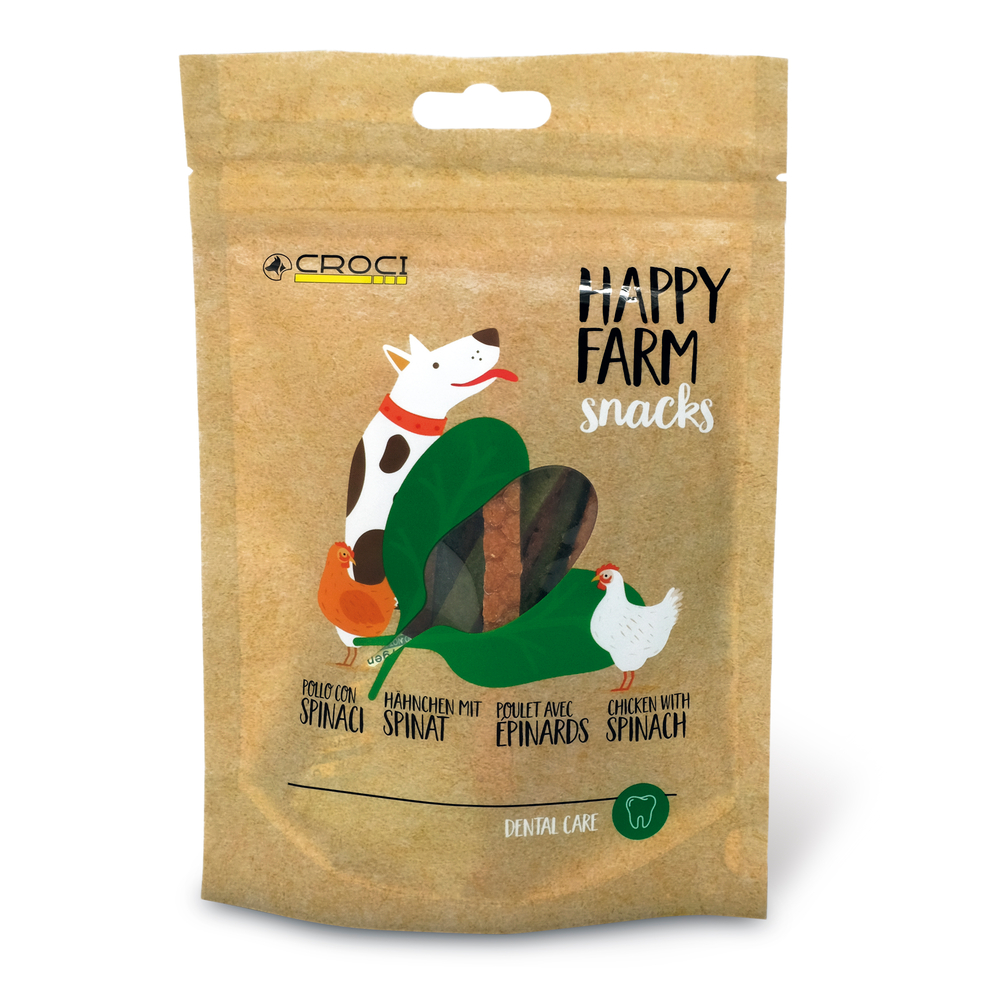 Friandises Happy Farm pour chien - poulet et épinard 80g