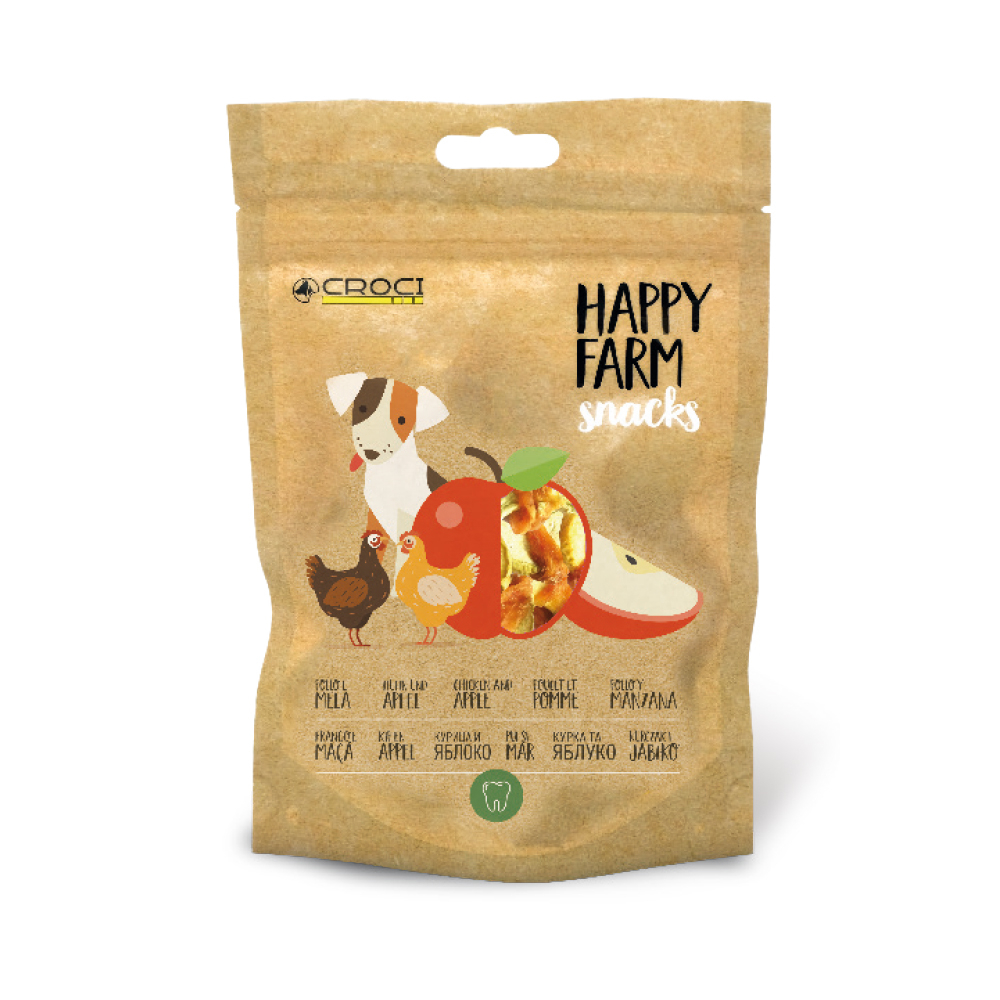 Friandises Happy Farm pour chien - poulet et pomme 80g 