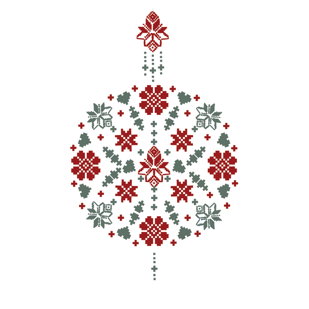 20 serviettes de table 'Boule brodée', coloris rouge/vert - 40x40cm