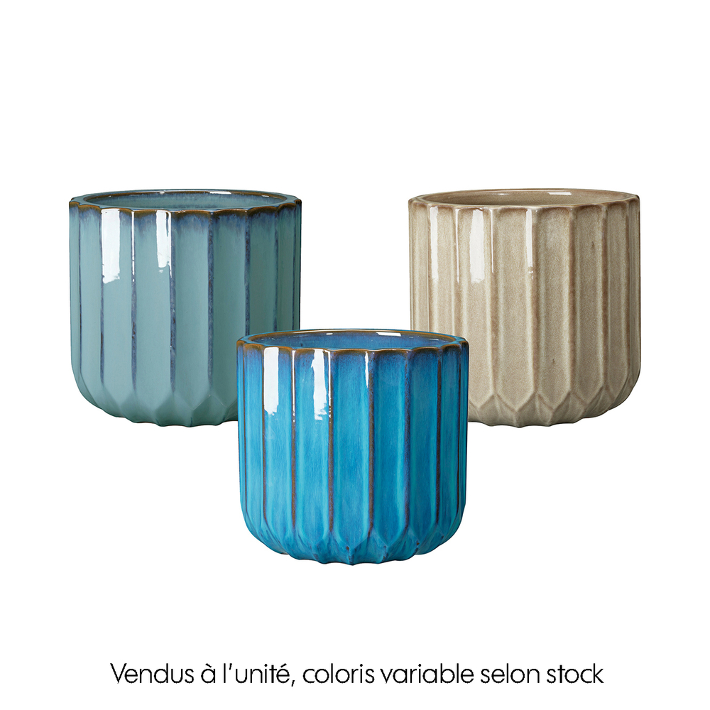 Pot Capri en terre cuite émaillée, 3 coloris possibles - D.21,5cm