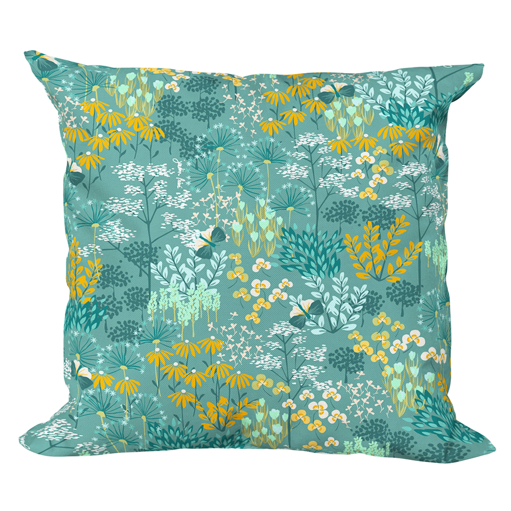 Coussin déco papillon fleuri - 40x40cm