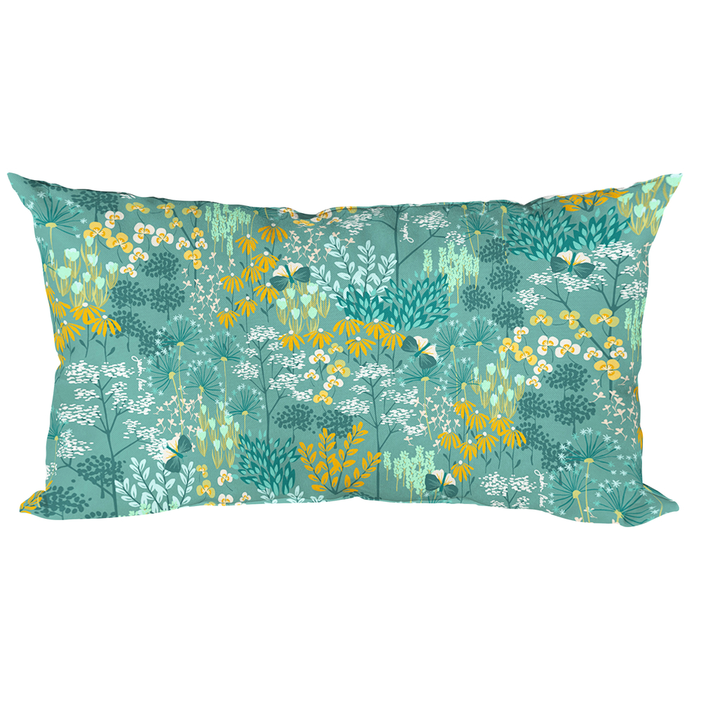 Coussin déco papillon fleuri - 50x30cm