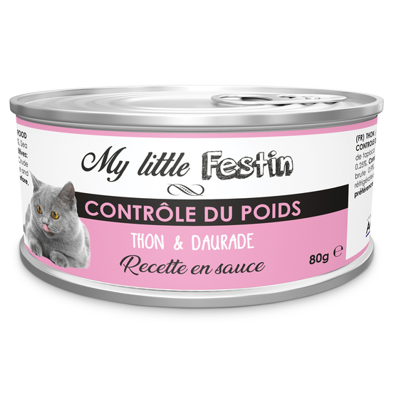 Pâtée ''Contrôle du poids'' - Thon et daurade en sauce 80g