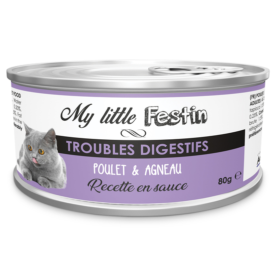 Pâtée ''Troubles digestifs'' - Poulet et agneau en sauce 80g