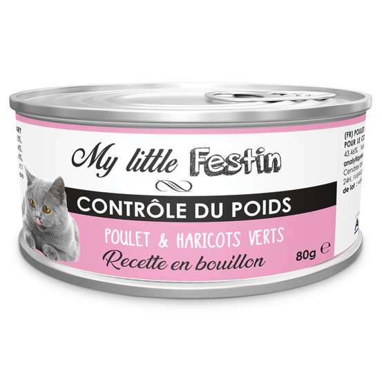 Pâtée ''Contrôle du poids'' - Poulet et haricots verts en bouillon 80g