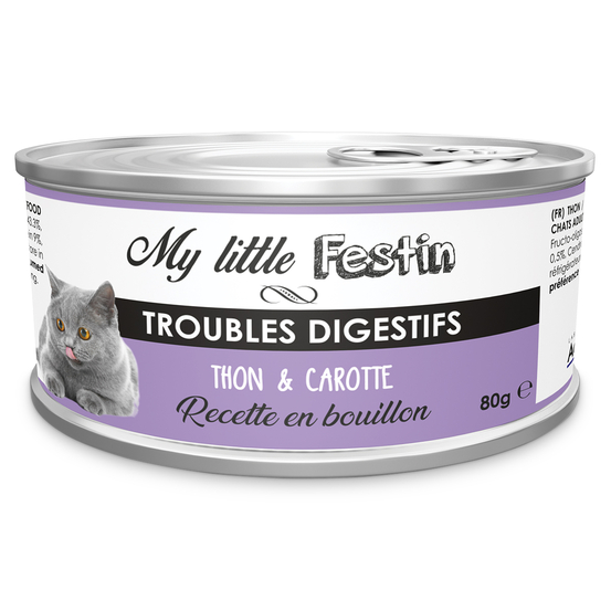 Pâtée ''Troubles digestifs'' - Thon et carotte en bouillon 80g