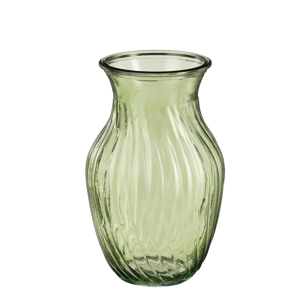 Vase Brigett en verre, coloris vert - H.20xD.12cm