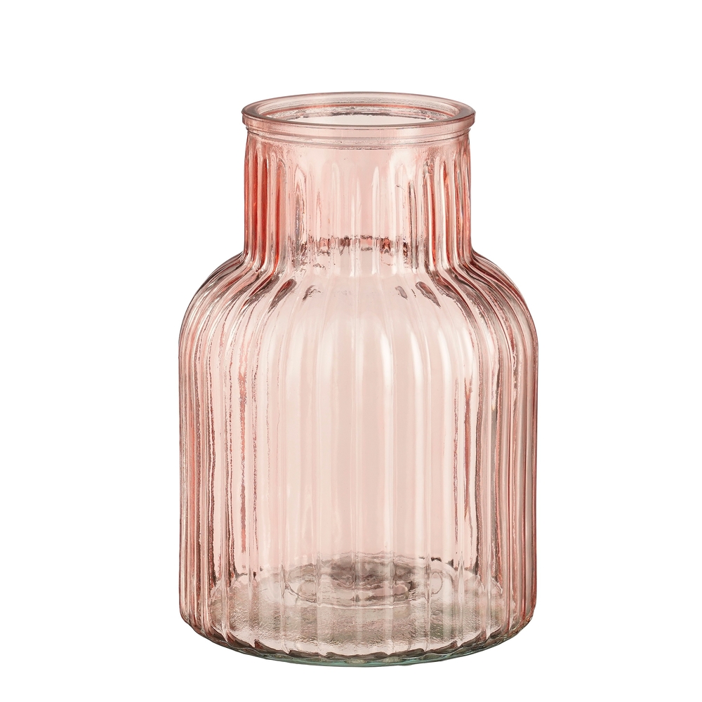 Vase Ambre en verre, coloris rose - H.20xD.14cm