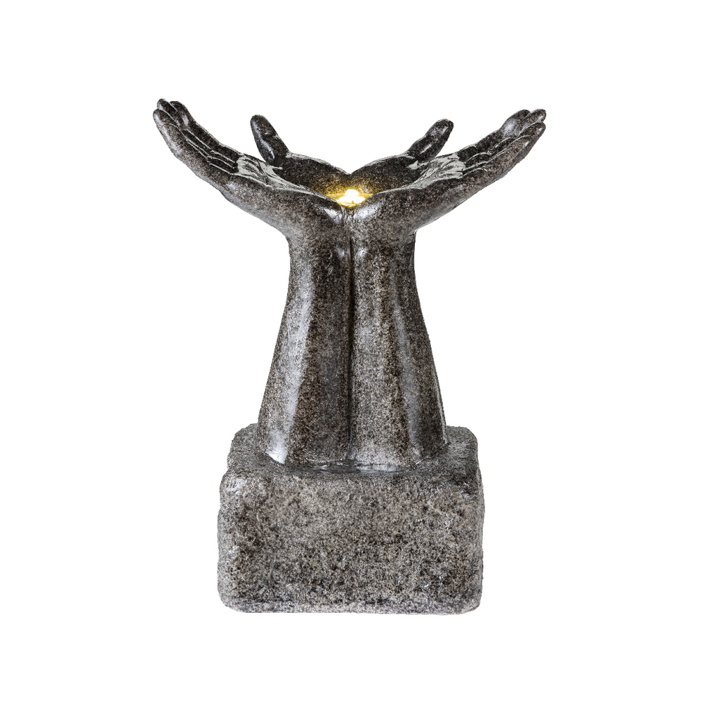 Fontaine LED mains en polyrésine, coloris anthracite - L.28xH.60cm