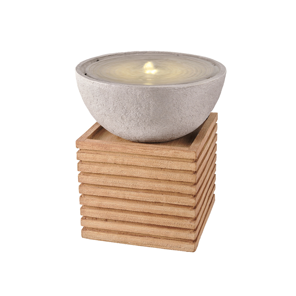 Fontaine LED avec vasque en CCV, coloris gris - L.44xl.44xH.50cm