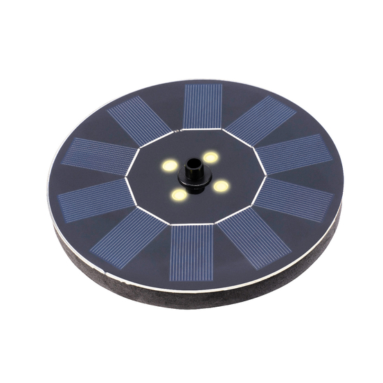 Fontaine solaire flottante LED, blanc chaud - D.16xH.3,5cm