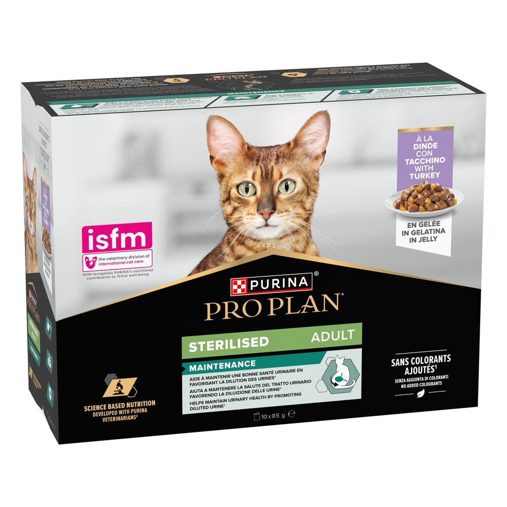 Pâtée pour chat stérilisé - Maintenance dinde en gelée 10x85g