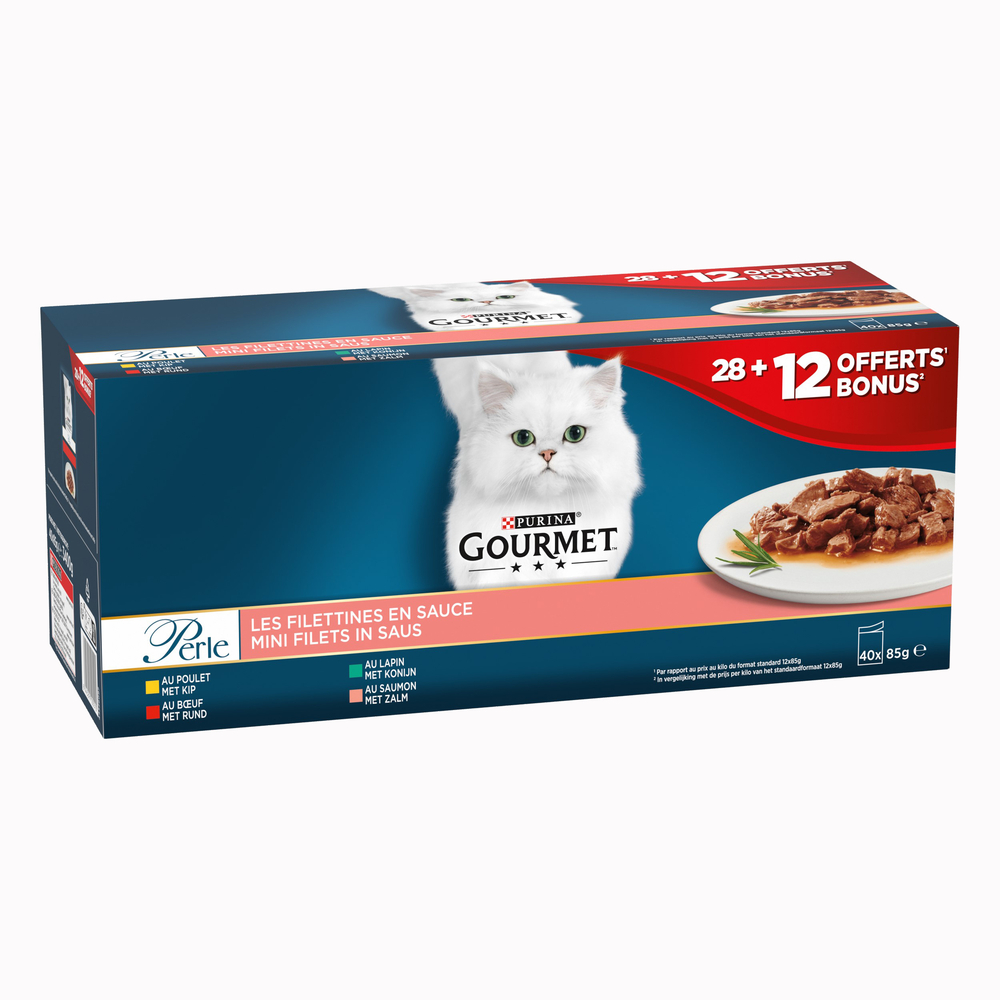 Pâtée pour chat 'Les Filettines' en sauce 28+12 offerts (x85g)