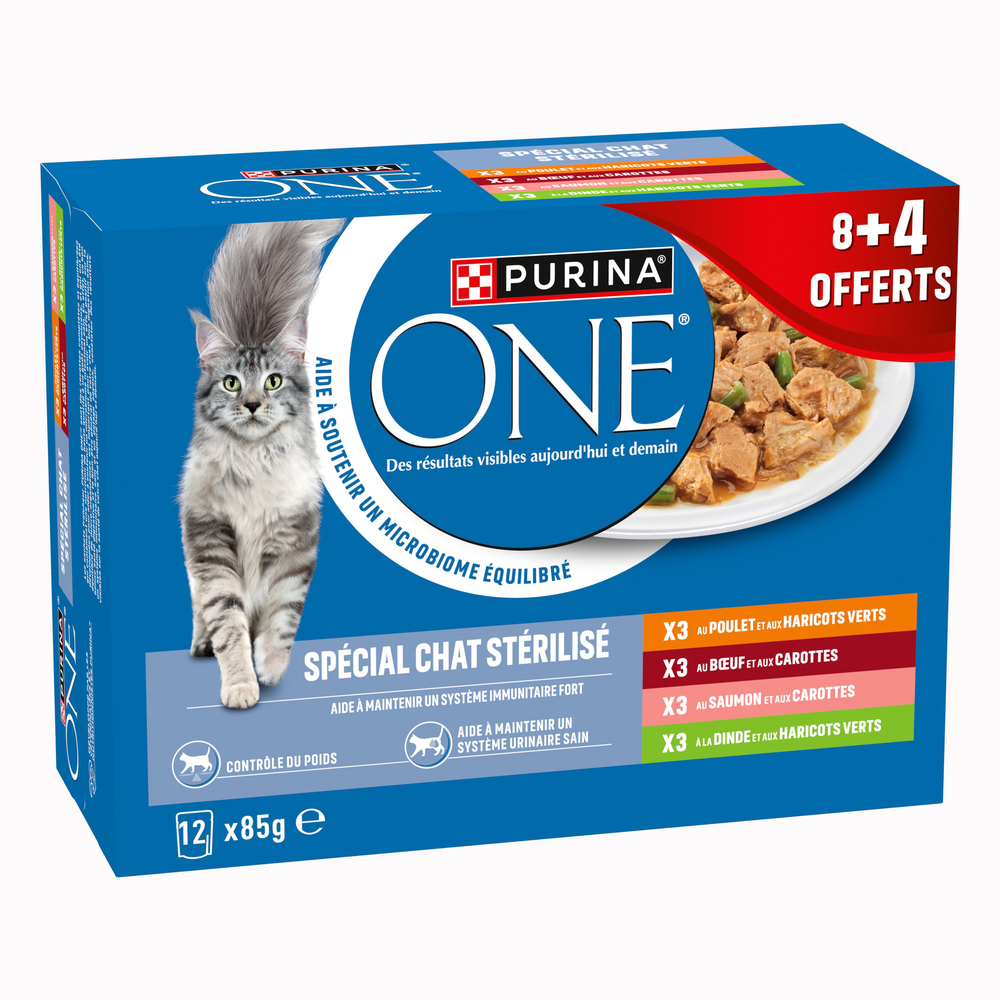 Effilés en sauce pour chat stérilisé - 4 variétés - 8+4 offerts (x85g)