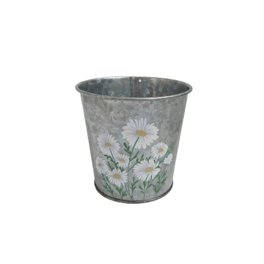Cache-pot Marguerite, en zinc - D.17xH.16.5cm