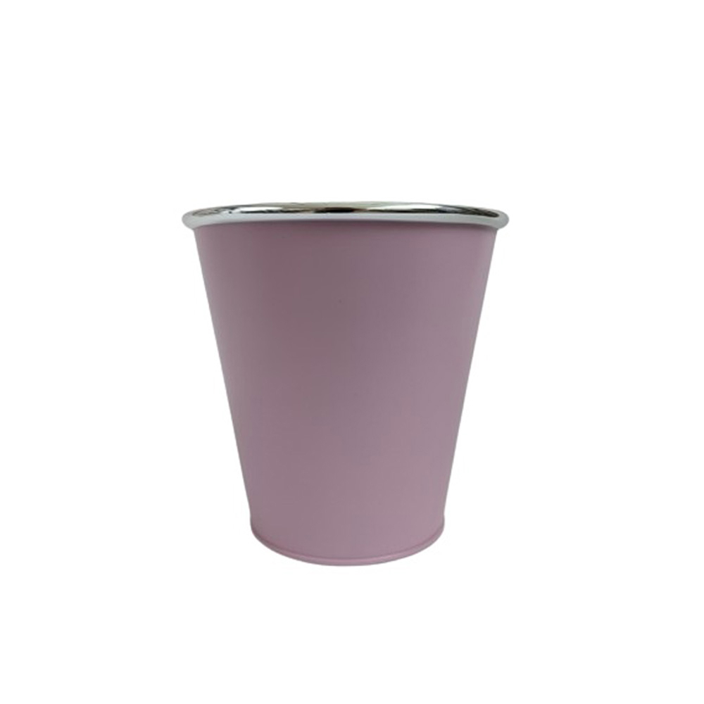Cache-pot mauve mat, en zinc - D.10.5xH.10.5cm