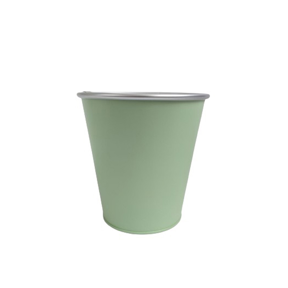 Cache-pot vert clair mat, en zinc - D.13xH.13cm