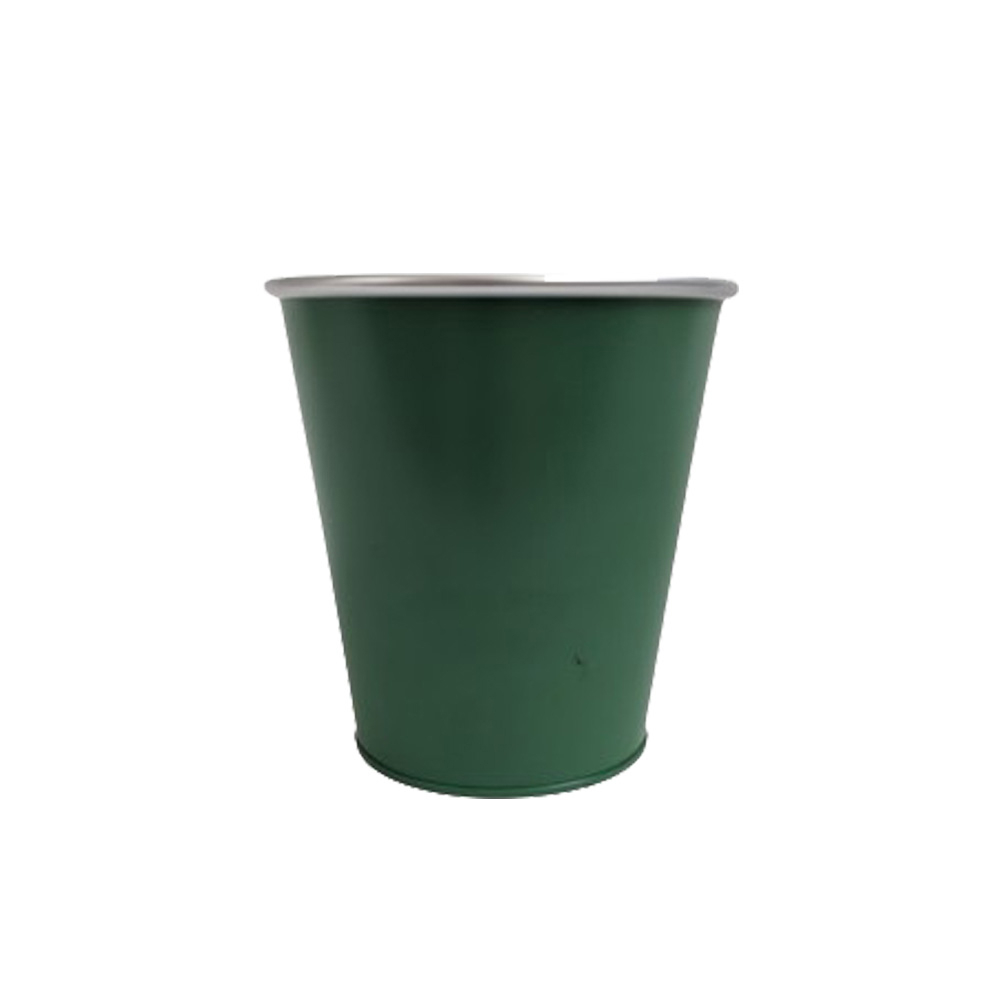 Cache-pot vert clair mat, en zinc - D.6.5xH.6.2cm