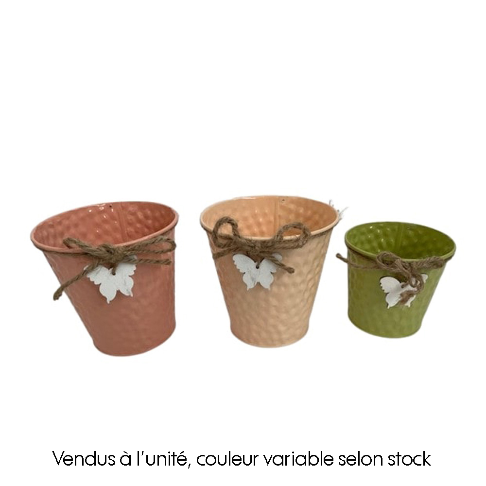 Pot en zinc papillon D.10cm - Plusieurs coloris disponibles