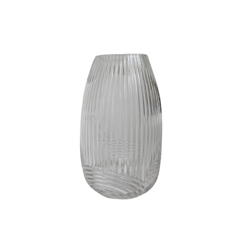 Vase effet strié, en verre - D.7xH.20cm