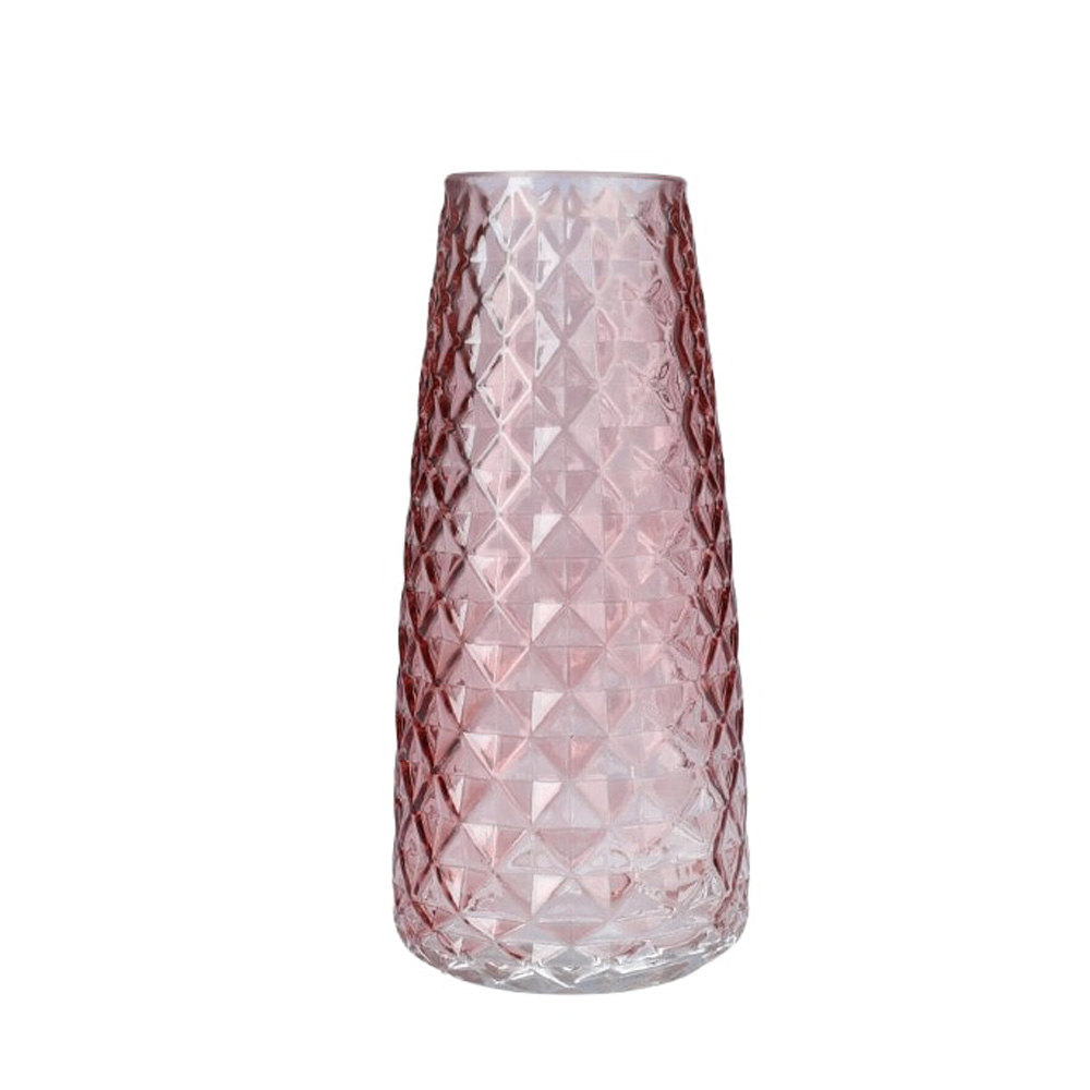 Vase Gemma en verre, coloris rose - D.6.5/10xH.21cm
