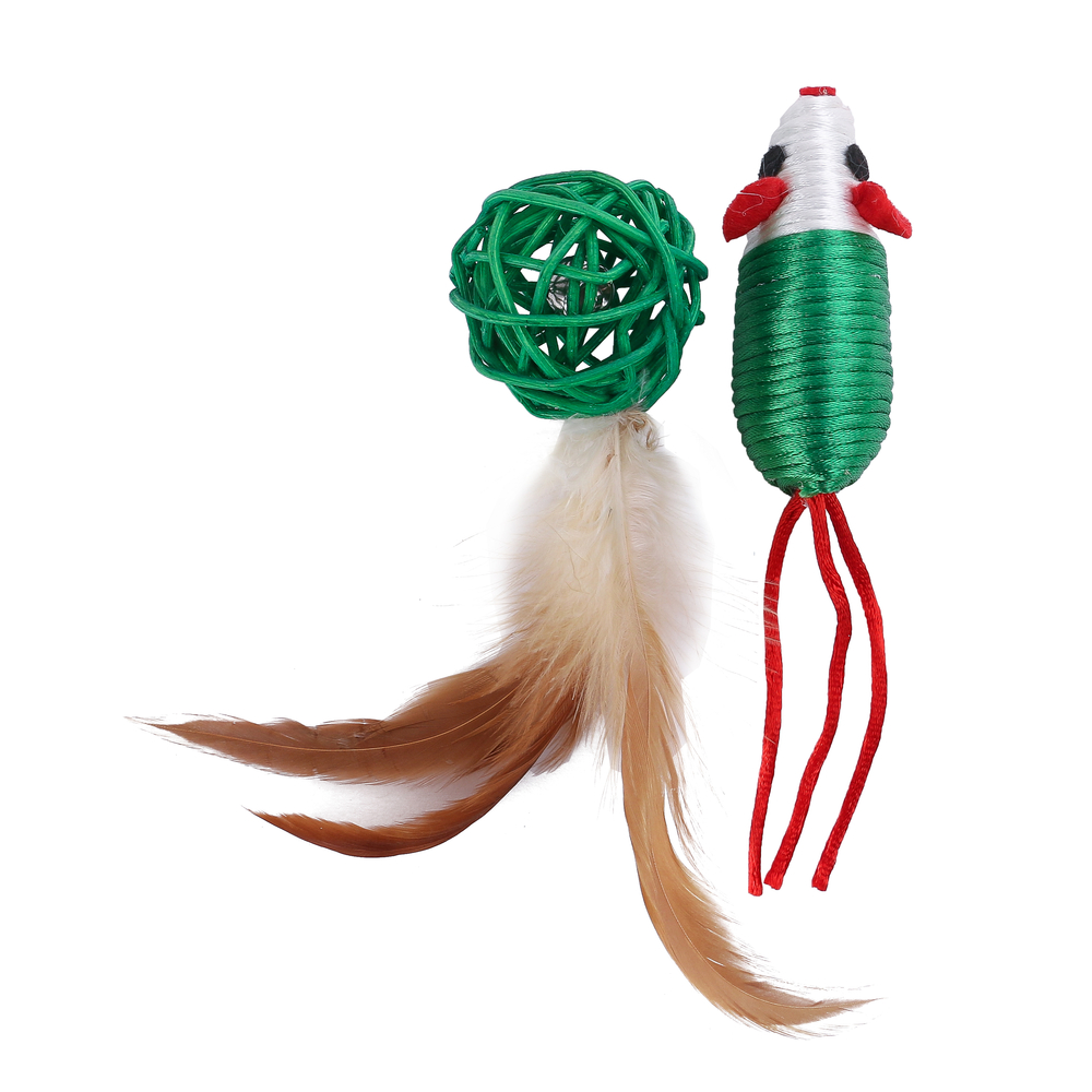 Jouet souris avec balle Noël pour chat 