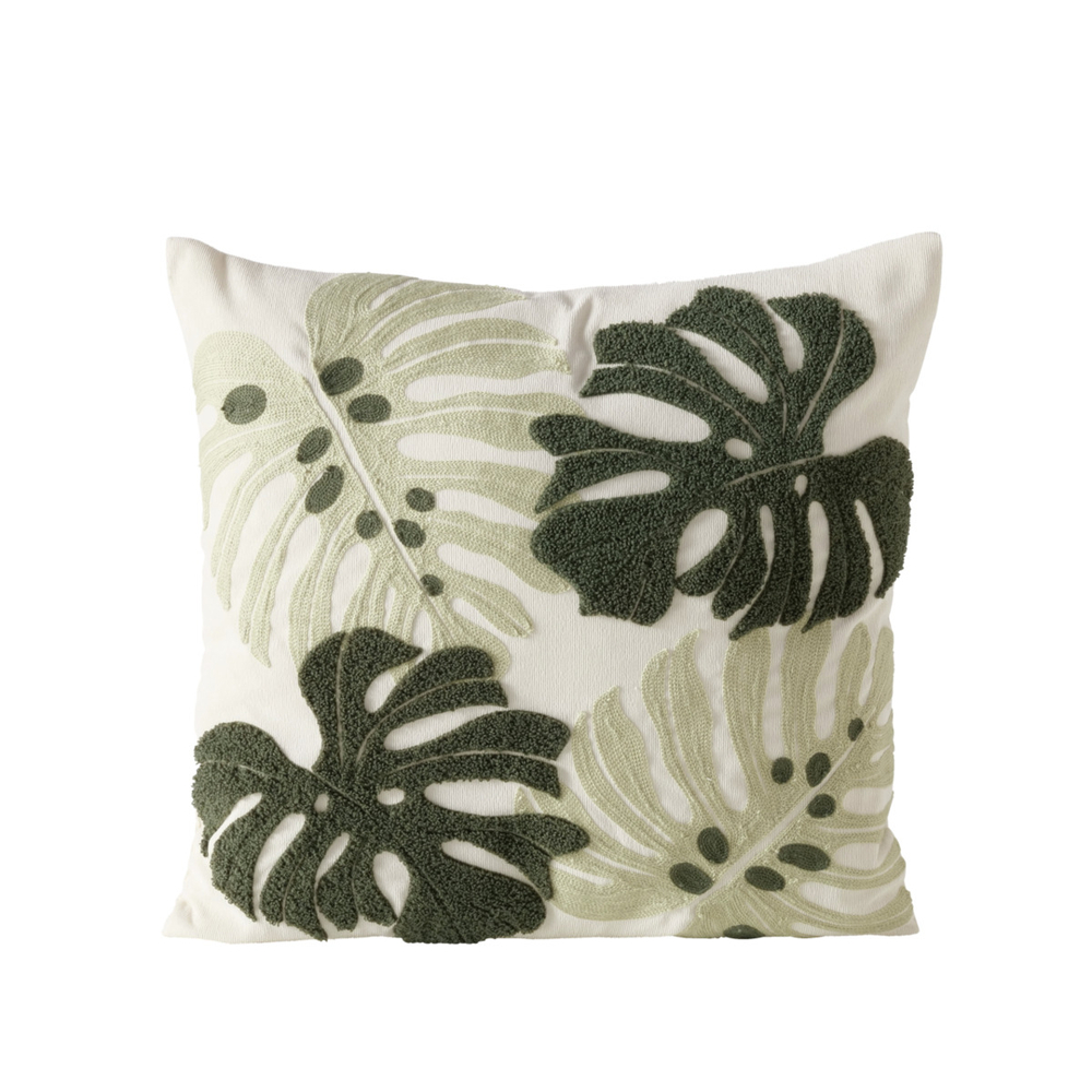 Coussin déhoussable Dubia, coloris vert - L.45xl.45xH.10cm