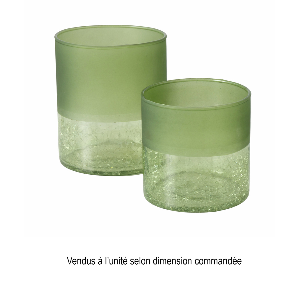 Photophore rond Meredith, en verre laqué, coloris vert - H.14xD.11cm