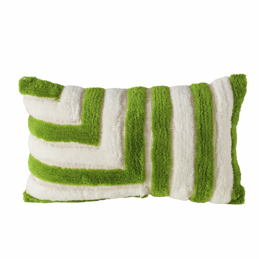 Coussin déhoussable Elino, en coton, coloris vert - L.50xl.30xH.15cm