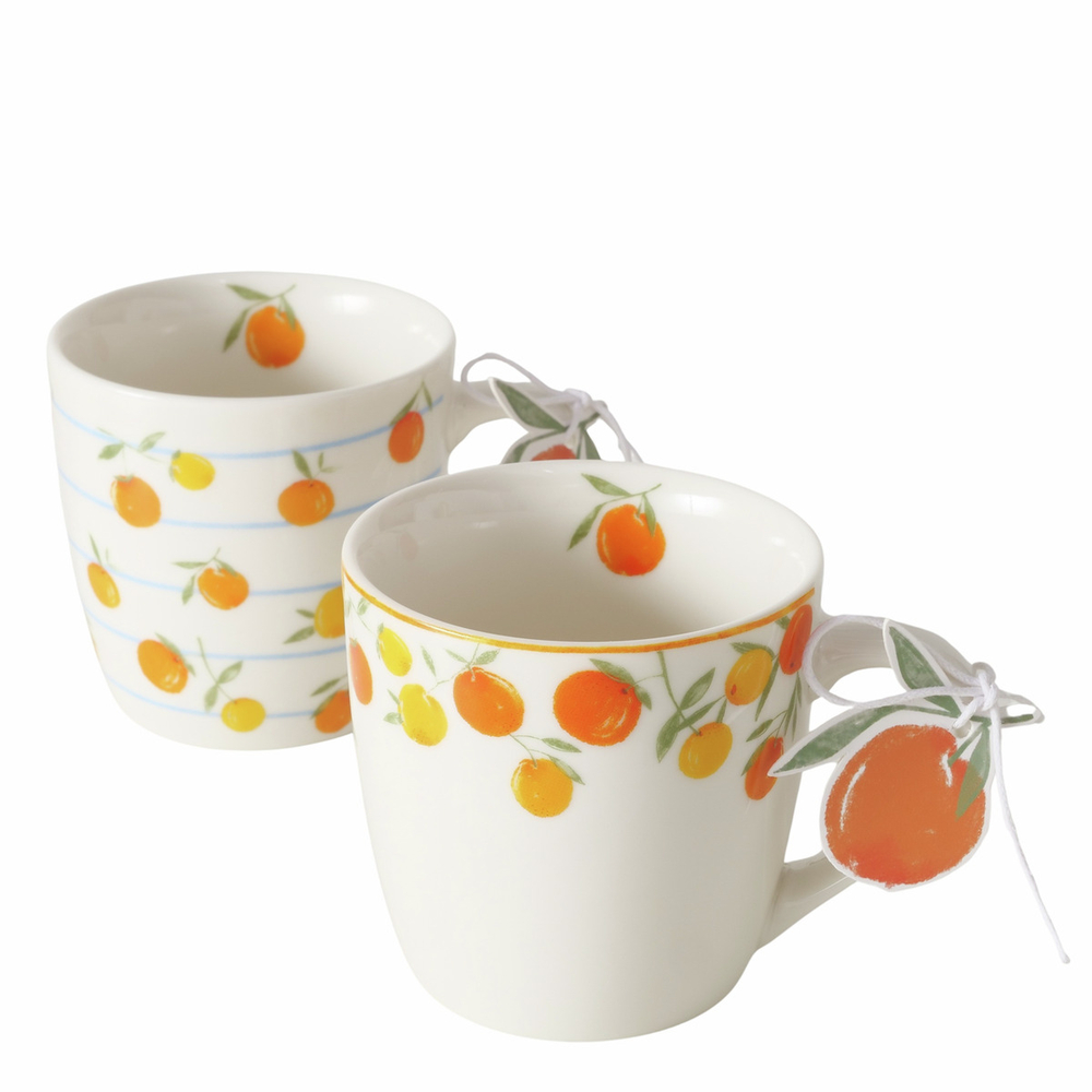 Mug en céramique, motifs fruits - H.7,9xD.8cm