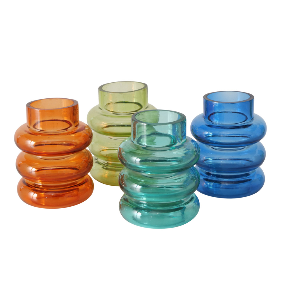 Bougeoir en verre laqué, plusieurs coloris disponibles - H.10xD.8cm