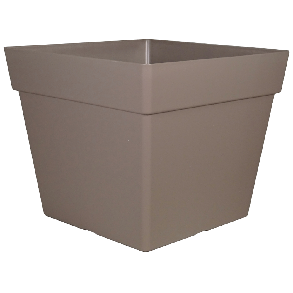 Pot carré Enzo 40, coloris Taupe, L.39xl.39xH.33cm