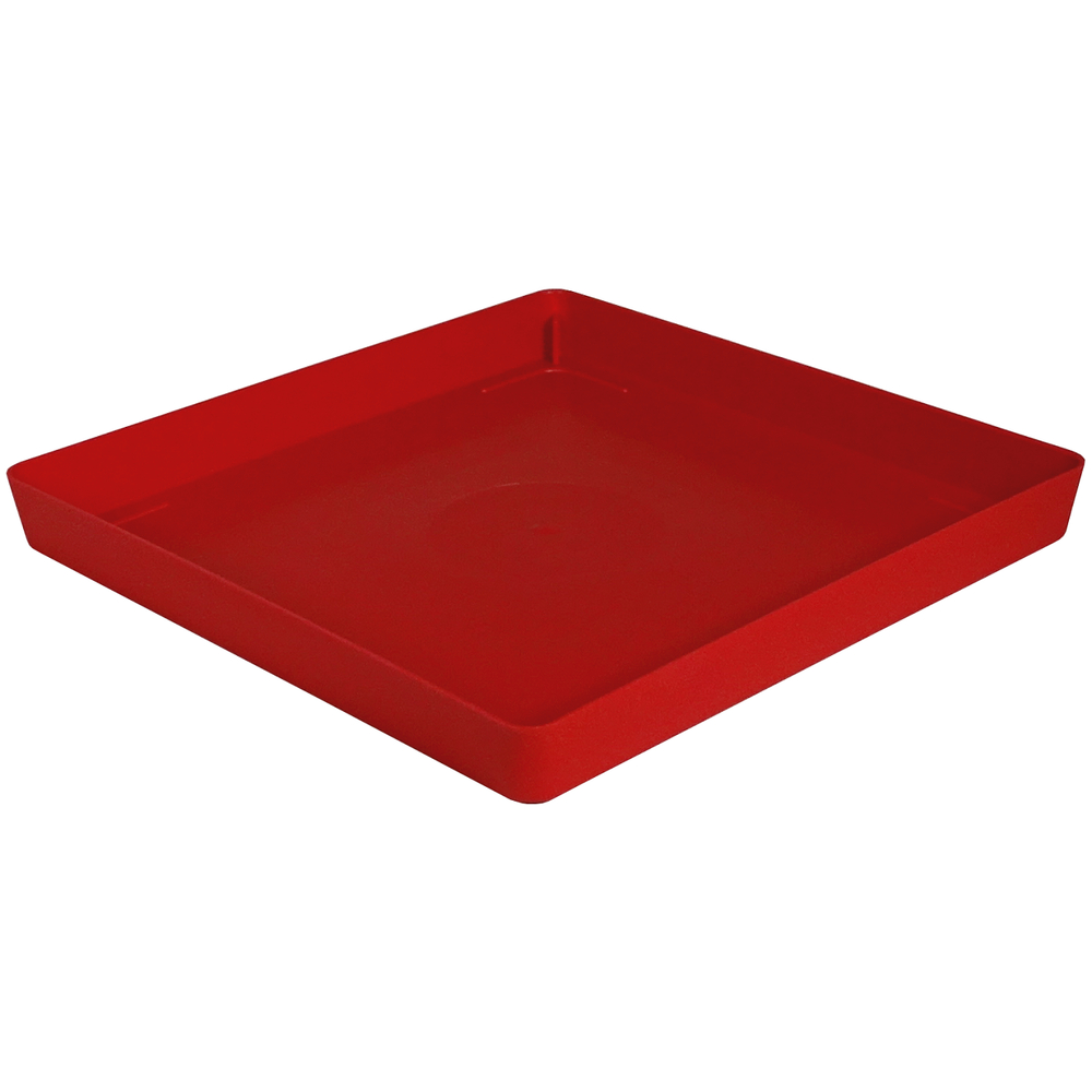 Soucoupe carrée Enzo 24cm, pour pot carré Enzo 30cm, coloris Rubis