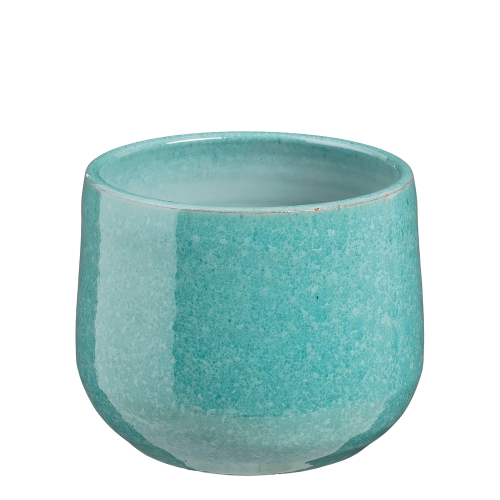 Cache-pot Matteo pot ronde turquoise - h13xd15cm