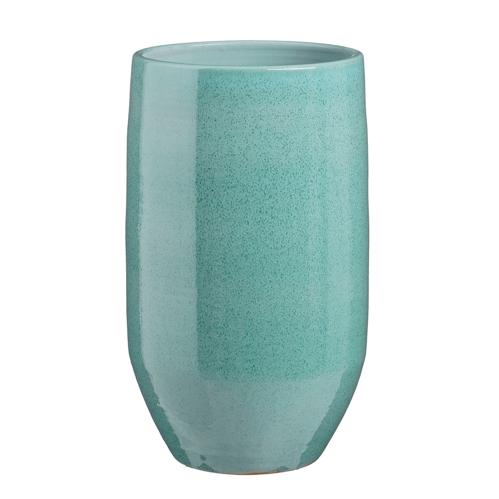 Cache-pot Matteo, coloris turquoise - H.50xD.27cm
