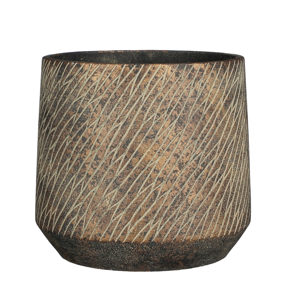 Cache-pot Camino, coloris marron foncé - H.19xD.21cm