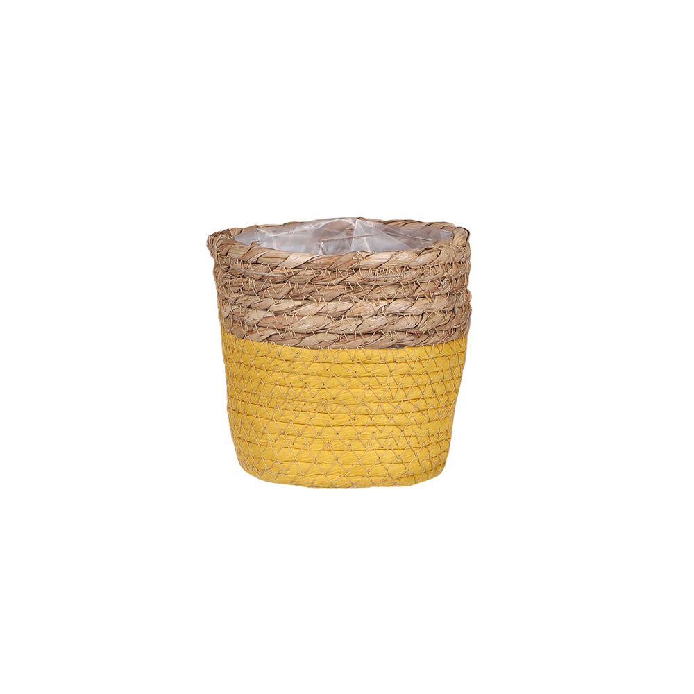 Cache-pot Rachel jaune foncé - h16xd16cm
