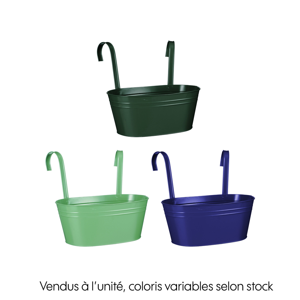 Cache-pot Joey, balconnière zinc, 3 coloris disponibles - 30x17x13,5cm