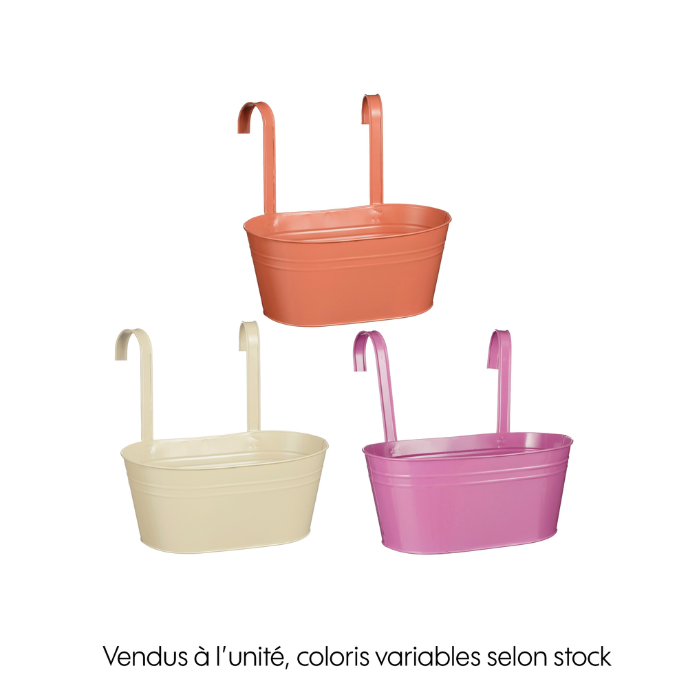 Cache-pot Joey, balconnière zinc, 3 coloris disponibles - 30x17x13,5cm