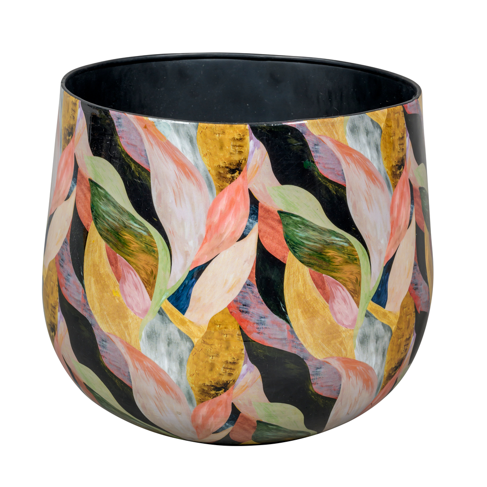 Cache-pot Bombay, en métal, coloris rose - D.25xH.25cm