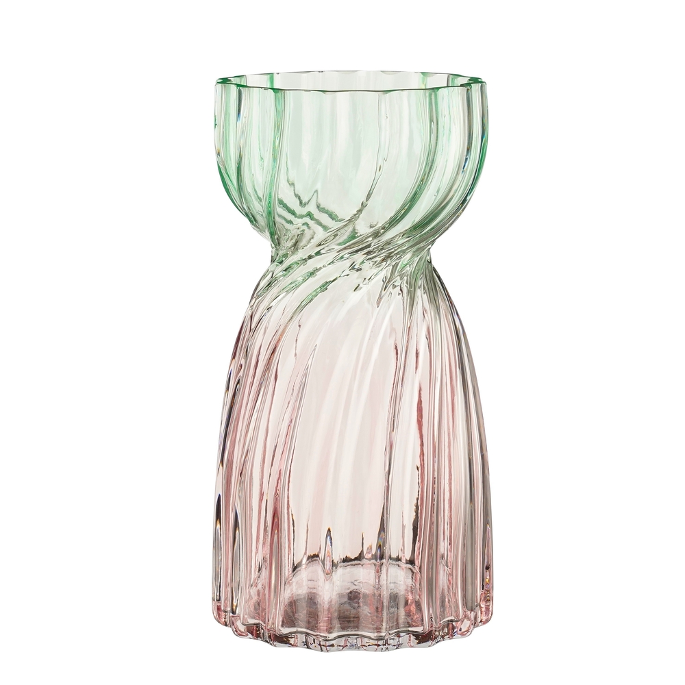 Vase Alison en verre, coloris rose - H.25xD.13cm