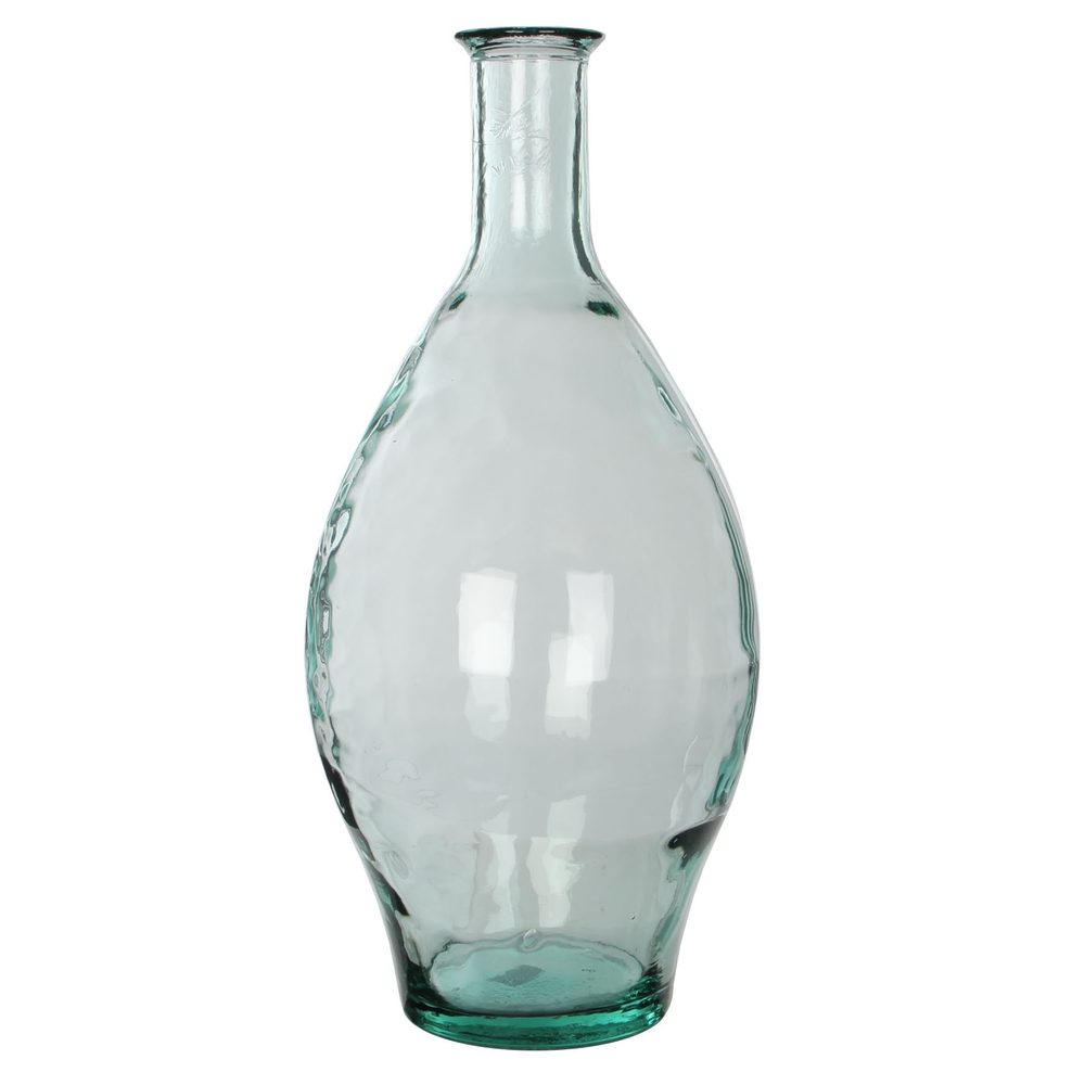 Vase bouteille en verre recyclé 'Kyara', transparent - H.60xD.28cm