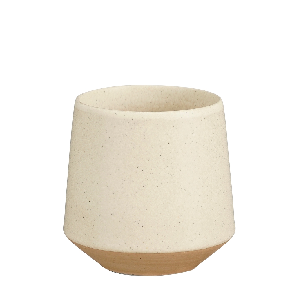 Gobelet Nika en grès, coloris blanc cassé - H.8xD.7cm
